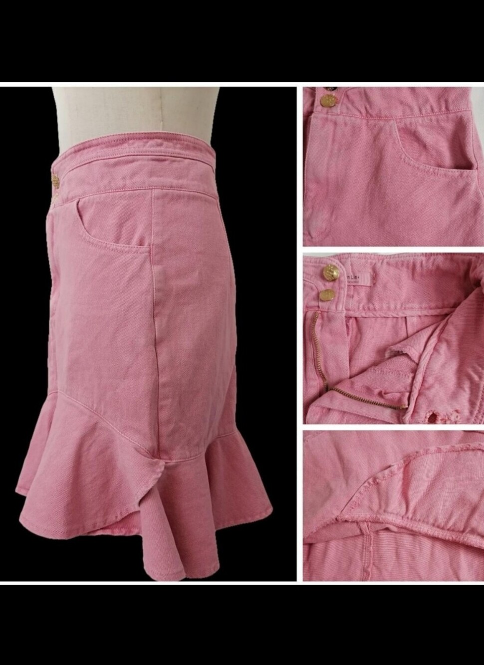 🦩🦩Pink Mermaid Hem Denim Skirt